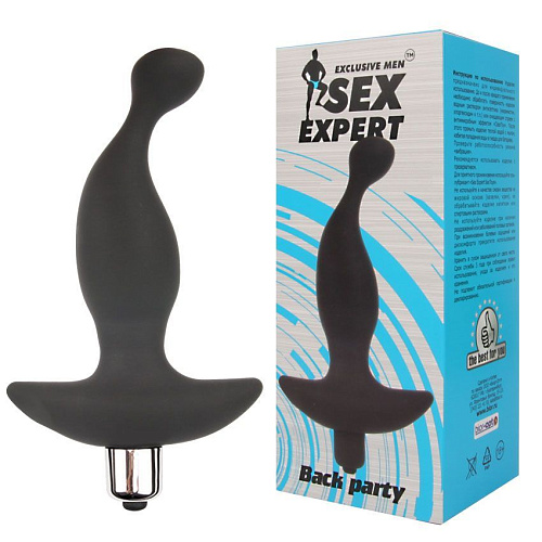 Чёрный вибратор для массажа простаты Bior toys Sex Expert Back Party SEM-55030 (13,5 см)