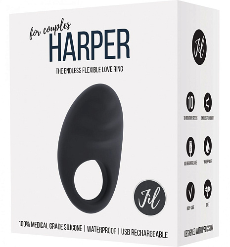 Чёрное эрекционное виброкольцо Shots Media BV Harper JIL001BLK