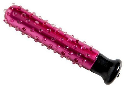 Красный стеклянный вибромассажёр с шипами Джага-Джага GV-004 (15 см)