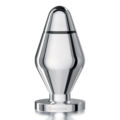 Серебристая анальная втулка для электростимуляции MyStim Big John 46220 (13 см)