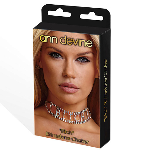 Серебристый безразмерный чокер из кристаллов Ann Devine BITCH Rhinestone Choker ADR-017