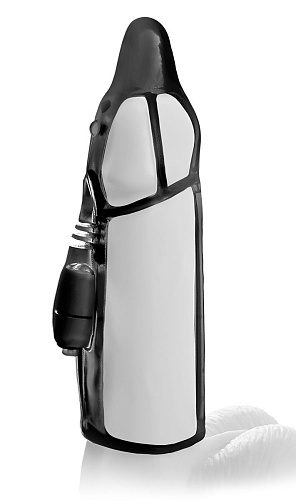 Чёрная вибронасадка Pipedream Vibrating Cock Rocket PD4131-23 (17,7 см)