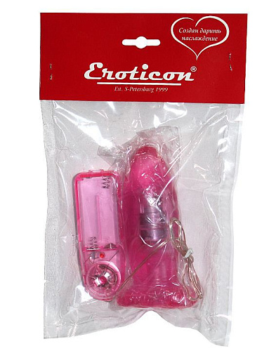 Розовая вибропробка с выносным пультом Eroticon 30302 (12 см)