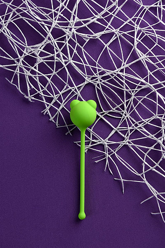 Зелёный силиконовый вагинальный шарик с ушками A-toys A-Toys 764017