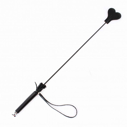 Чёрный стек с наконечником в виде сердца БДСМ арсенал 62004 (63,5 см)