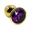 Золотистая алюминиевая анальная пробка с темно-фиолетовым кристаллом Kanikule KL-AL004SG (6 см)