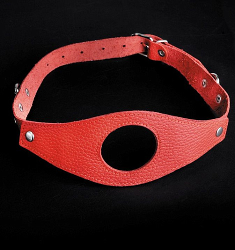 Красный кожаный кляп с отверстием Sitabella 3098-2
