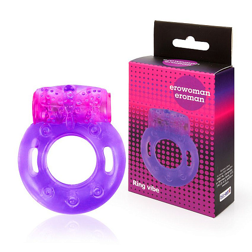 Фиолетовое эрекционное виброкольцо с бабочкой Bior toys EE-10157