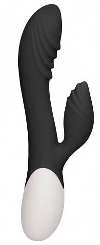 Чёрный вибратор-кролик с функцией нагрева Shots Media BV Sunburst HEA005BLK (20 см)