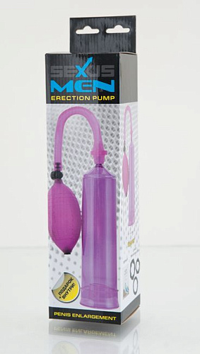 Лиловая вакуумная помпа в комплекте с эрекционными кольцами Sexus Men 709002-4 (23 см)