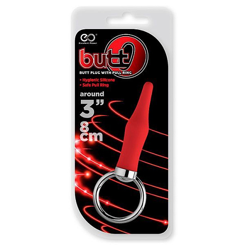 Красная анальная пробка с колечком NMC BUTT O 3INCH BUTT PLUG RED 111800 (8 см)