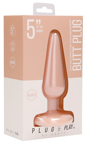 Телесная коническая анальная пробка Shots Media BV Basic 5 Inch PLU003FLE (12,7 см)