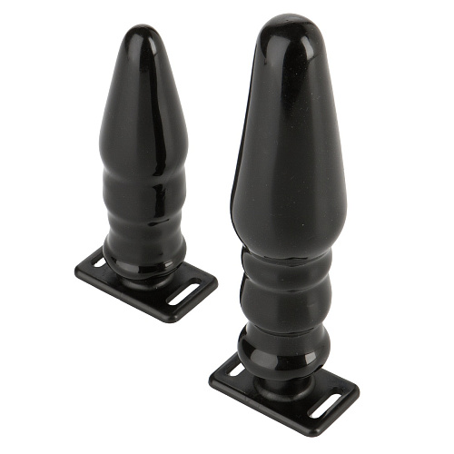 Женский страпон телесного цвета с двумя пробками Doc Johnson Vac-U-Lock Set Leather Ultra Harness 1051-02-BX (17,8 см)