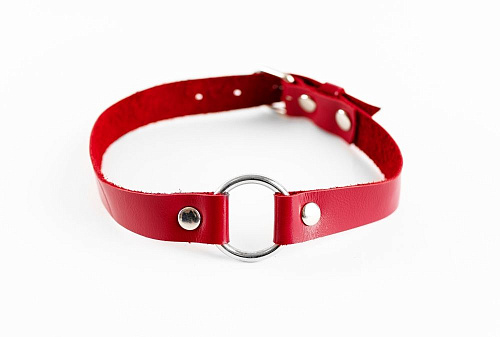 Красный чокер из натуральной кожи БДСМ арсенал 20012ars