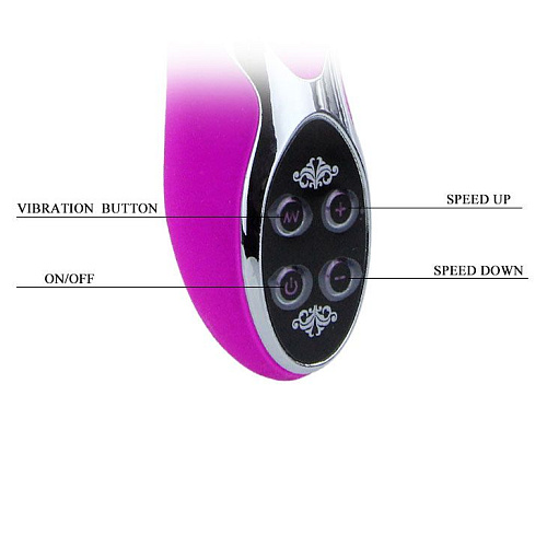 Перезаряжаемый силиконовый вибратор с клиторальным зайчиком лилового цвета Baile Smart BI-014107-2 (24 см)