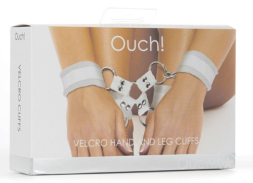 Белый комплект оков Velcro hand and leg cuffs Shots Media BV OU052WHT