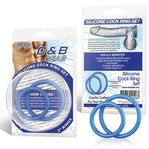 Набор из двух синих силиконовых колец разного диаметра BlueLine SILICONE COCK RING SET BLM4005-BLU