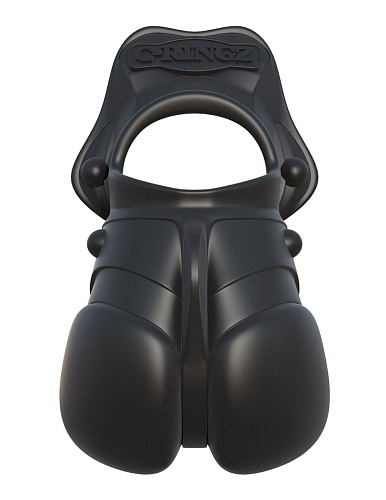 Чёрное эрекционное кольцо с фиксацией мошонки Pipedream Rock Hard Ball Banger PD5907-23