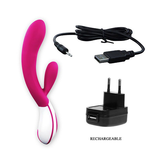 Розовый вибромассажёр со стимуляцией клитора и голосовым контролем Baile Uriah BI-014231