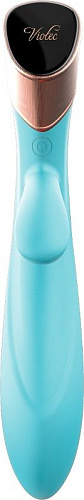 Голубой вибратор с клиторальным отростком Viotec BLOSSOM 1808B1 (22 см)
