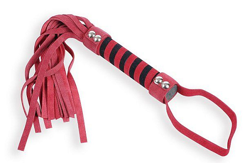 Красная плеть-флогер с плетёной рукояткой Пикантные штучки DP421C (36 см)