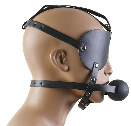 Чёрная маска с шариком-кляпом Пикантные штучки DP280