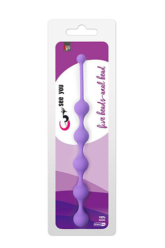 Фиолетовая анальная цепочка Dream Toys SEE YOU FIVE BEADS ANAL 21222 (28,1 см)