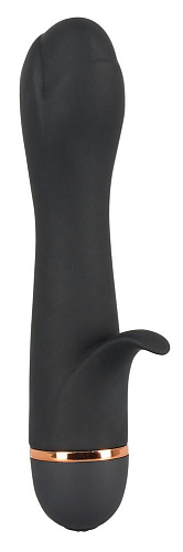 Чёрный вибратор-тюльпан с клиторальным лепестком Orion Bendy Tulip 0592196 (16,4 см)