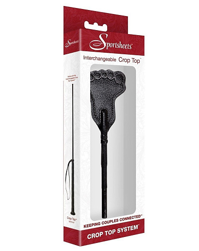 Чёрная насадка с шлепком-ступнёй для системы Sportsheets Top Crop SS70603