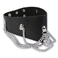Чёрный широкий ошейник с серебристыми цепочками Пикантные штучки DP067