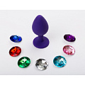 Фиолетовая силиконовая пробка с 7 сменными кристаллами 4sexdreaM 47465 (8,2 см)