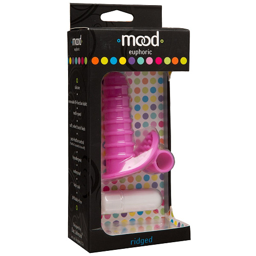 Розовая ребристая вибронасадка на палец Doc Johnson Mood Euphoric Ridged 1469-90-BX