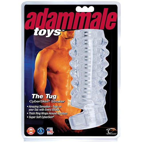 Прозрачная открытая насадка на член Topco Sales Adam Male Toys The Tug CyberSkin Stroker 1486008