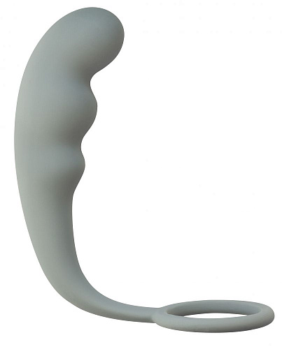 Серое эрекционное кольцо с анальным стимулятором Lola toys Mountain Range Anal Plug 4218-02Lola
