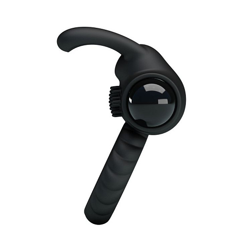 Чёрное эрекционное кольцо с клиторальным виброзайцем Baile Eudora BI-026219-0801