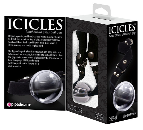 Стеклянный прозрачный кляп-шарик Pipedream PD2965-20