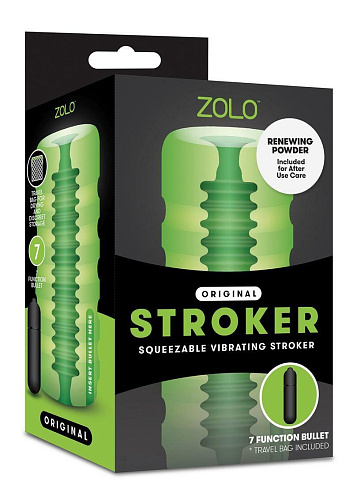 Зелёный мастурбатор с вибрацией Zolo Zolo Original Squeezable Vibrating Stroker ZO-6004