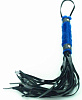 Чёрная плеть из лака с синим мехом БДСМ арсенал BDSM Light 740006 (43 см)