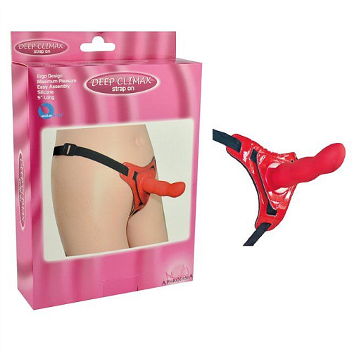 Красные трусики со сменной насадкой из силикона Howells Strap-on Curved Dong 92002Red (13,5 см)