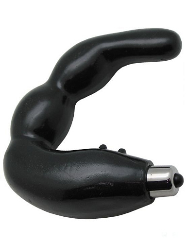 Чёрный массажёр простаты U-образной формы с вибрацией Eroticon 30274