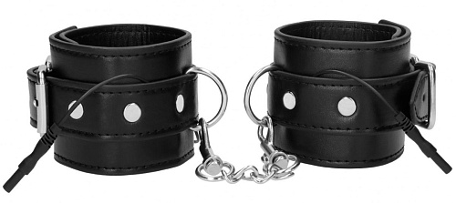 Чёрные наручники с электростимуляцией Shots Media BV Electro Handcuffs ELC016BLK