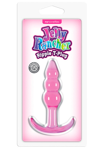 Розовая анальная пробка NS Novelties Jelly Rancher T-Plug Ripple NSN-0451-34 (10,9 см)