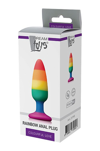 Разноцветная анальная втулка Dream Toys RAINBOW ANAL PLUG MEDIUM 21743 (14 см)