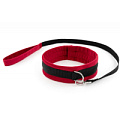 Красно-чёрный ошейник с поводком БДСМ арсенал My Rules 6903-2ars