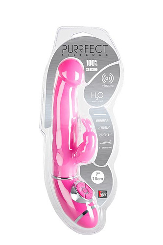 Розовый вибромассажёр типа rabbit из силикона Dream Toys PURRFECT SILICONE 7INCH 20956 (18 см)