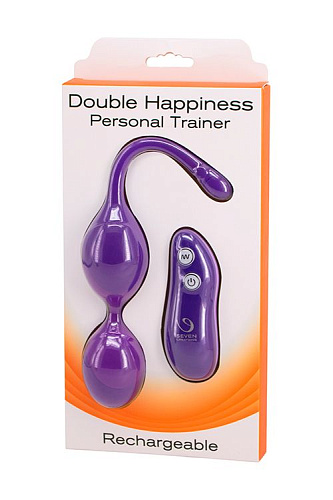 Фиолетовые шарики с вибрацией Seven Creations DOUBLE HAPPINESS PERSONAL TRAINER 51098