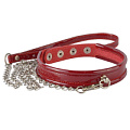 Бордовый ошейник из лаковой кожи с поводком Sitabella 5038-220