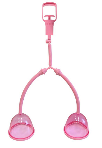 Розовая помпа для груди с двумя чашечками Bior toys EE-10186