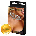 Широкий золотистый ошейник с надписью Ann Devine FUCK Choker DIA-31