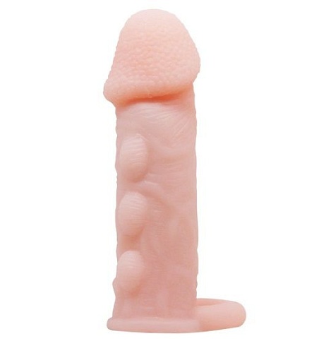 Телесная насадка с подхватом мошонки и наростами Baile BI-016012 (14 см)